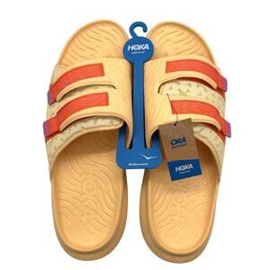 New HOKA Sandals Slide Me  Size 14 Vibrant Orange ORA Luxe Recovery Foam 1134150